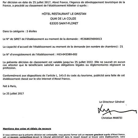 فندق Le Dristan Saint-Floret